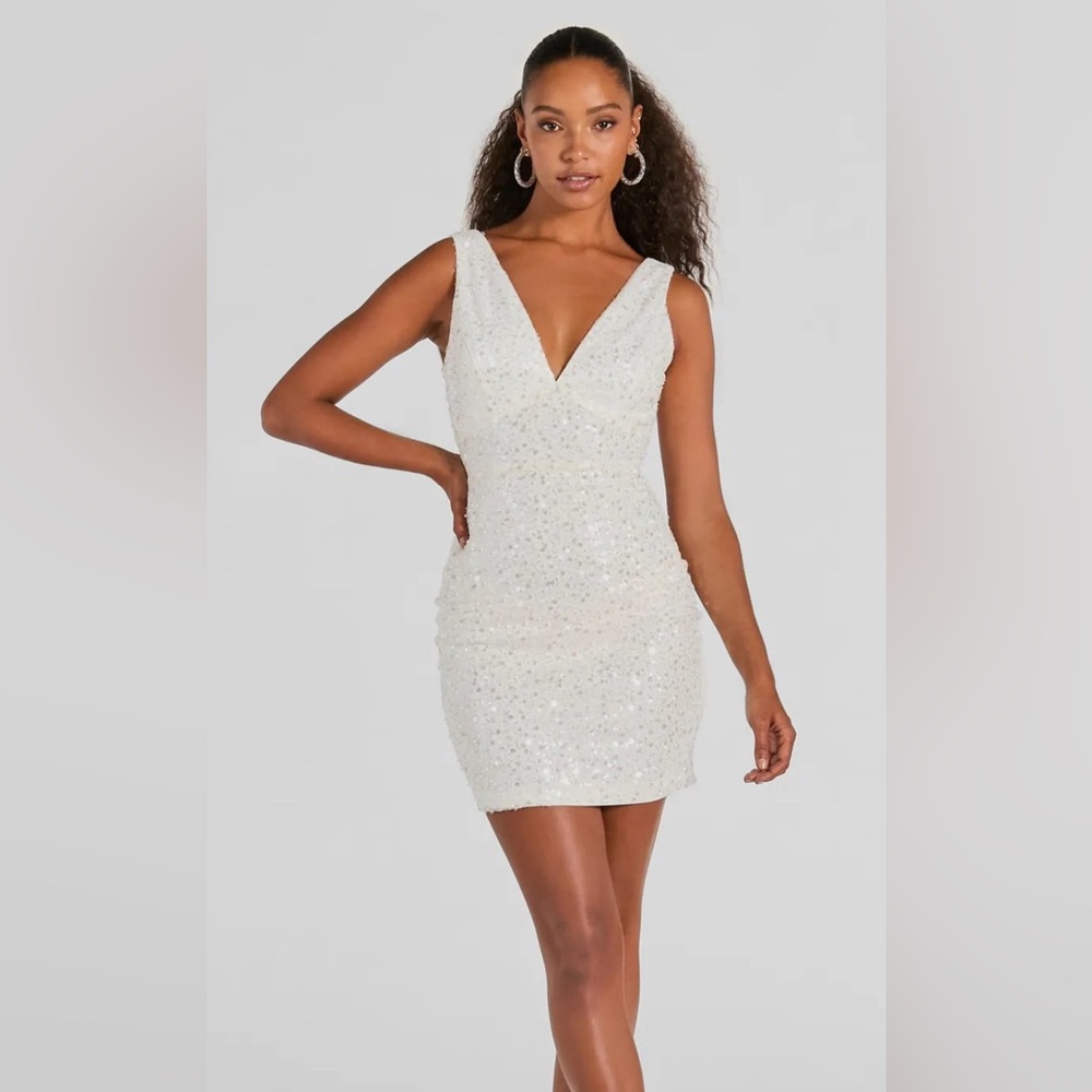 Mini White Sequin Dress